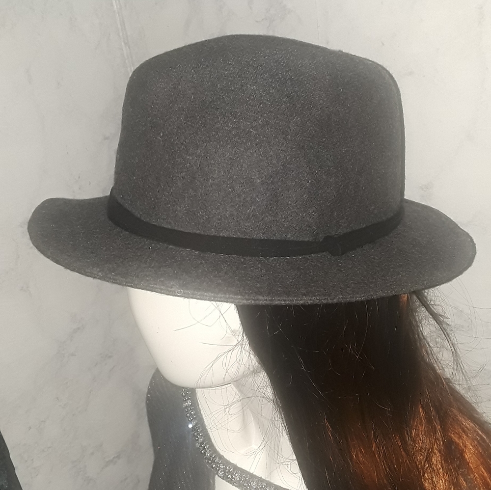 Grey fedora hat
